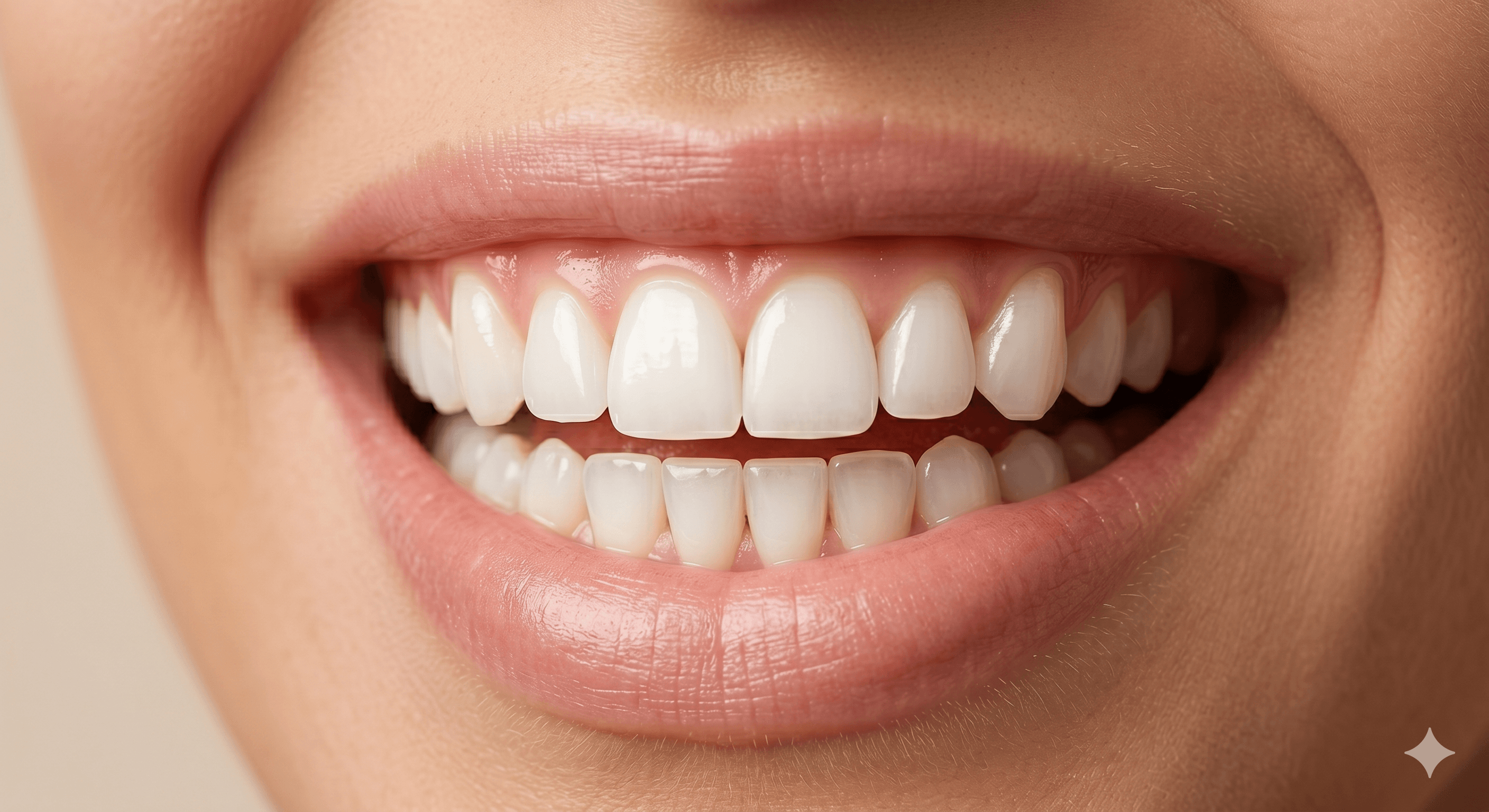 Close-up of a bright white smile after professional teeth whitening treatment